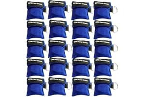 LSIKA-Z 20pcs CPR Face Shield Mask Keychain Ring Emergency Kit CPR Face Shields for First Aid or CPR Training (Blue-20)