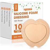 Sacrum Silicone Foam Dressing with Border, Sacral Foam Dressing 7x7, 10 Pcs | Bed Sore Bandages, Pressure Sore Pads for Buttocks Bed Sores, Large Bandages for Wounds, Wound Dressing Pads