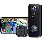 XTU Battery Doorbell, 180° Head-to-Toe Video, Live View with Two-Way Talk, No Monthly Fee, 2.4G Wi-Fi with Chime, Local/Cloud Storage, Human Detection, Compatible with Alexa & Google Home