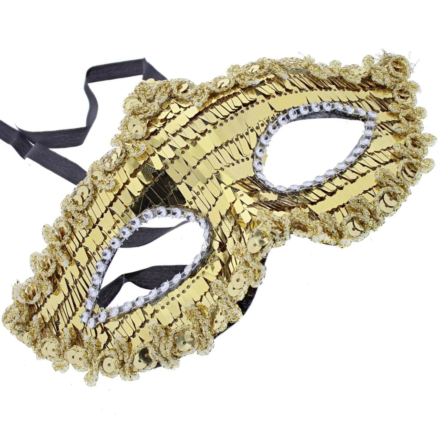 Topkids Accessories Masquerade Mask For Women and Men, Venetian Mask Halloween Mask, Masks for Masquerade Ball, Fancy Dress Adult, Cosplay accessories (Gold Sequin) — image 1