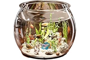 Round Fish Tank,Clear Guppy Tank Fish Aquarium | Modern Aquatic Animal Container for Ornamental Fish, Home Office Tabletop or