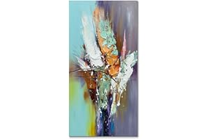 zoinart Hand Painted Textured 3D Wall Art 24x48 Inches Colorful Oil Paintings Abstract Large Canvas Wall Art for Home Decorations