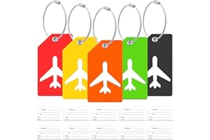 ZFAMYZH 5Pack Silicone Luggage Tag with 10 Name ID Cards Perfect to Quickly Spot Luggage Tags for Suitcases Partial Privacy Cover & Stainless Steel Loops for Secure Fastening (Mixing)