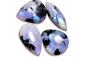 JAGUAR GEMS Natural Gemstone Cabochons Lot – 4 Pcs Polished Loose Stones (15–30 MM) – Multi-Shape Healing Crystals for Wire Wrapping, Jewelry Making & Spiritual Crafts