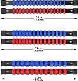 CASOMAN ABS Socket Organizer 6Pcs 1/4 3/8 1/2-Inch Blue Red Rails view 4