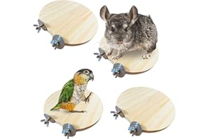 Hamiledyi 4 Pcs Natural Wood Hamster Stand Platform Rat Activity Playground Chinchilla Cage Accessories with Stainless Steel Washers for Bird, Parrot, Mouse, Gerbil and Dwarf