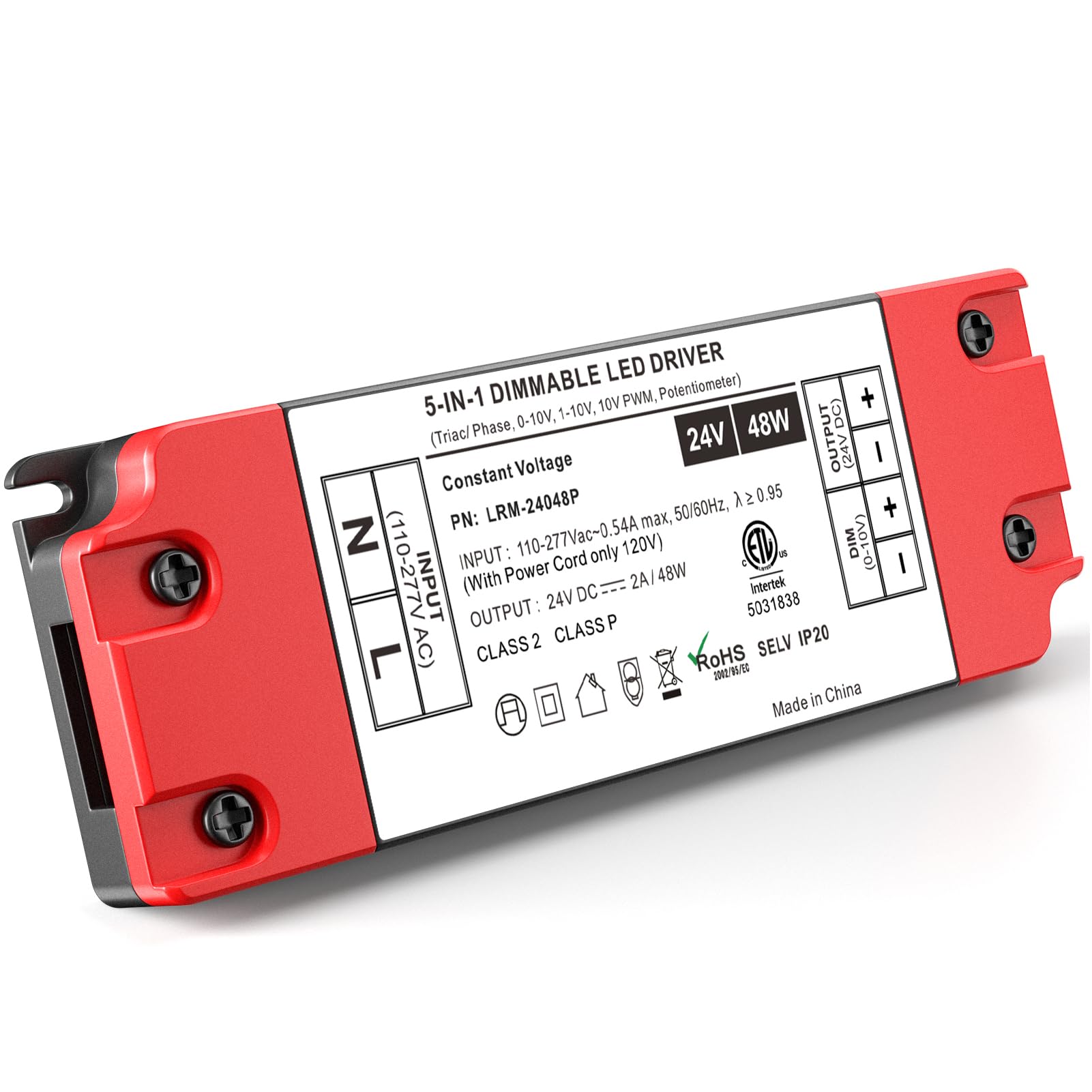 Photo 1 of 48W 24V Dimmable LED Driver, 5 in 1 TRIAC/0-10V/1-10V/10V PWM/RX AC to DC Lighting Power Supply Transformer for All Lutron & Levition Dimmer, Constant Voltage Projects, UL&FCC-Listed, Class 2