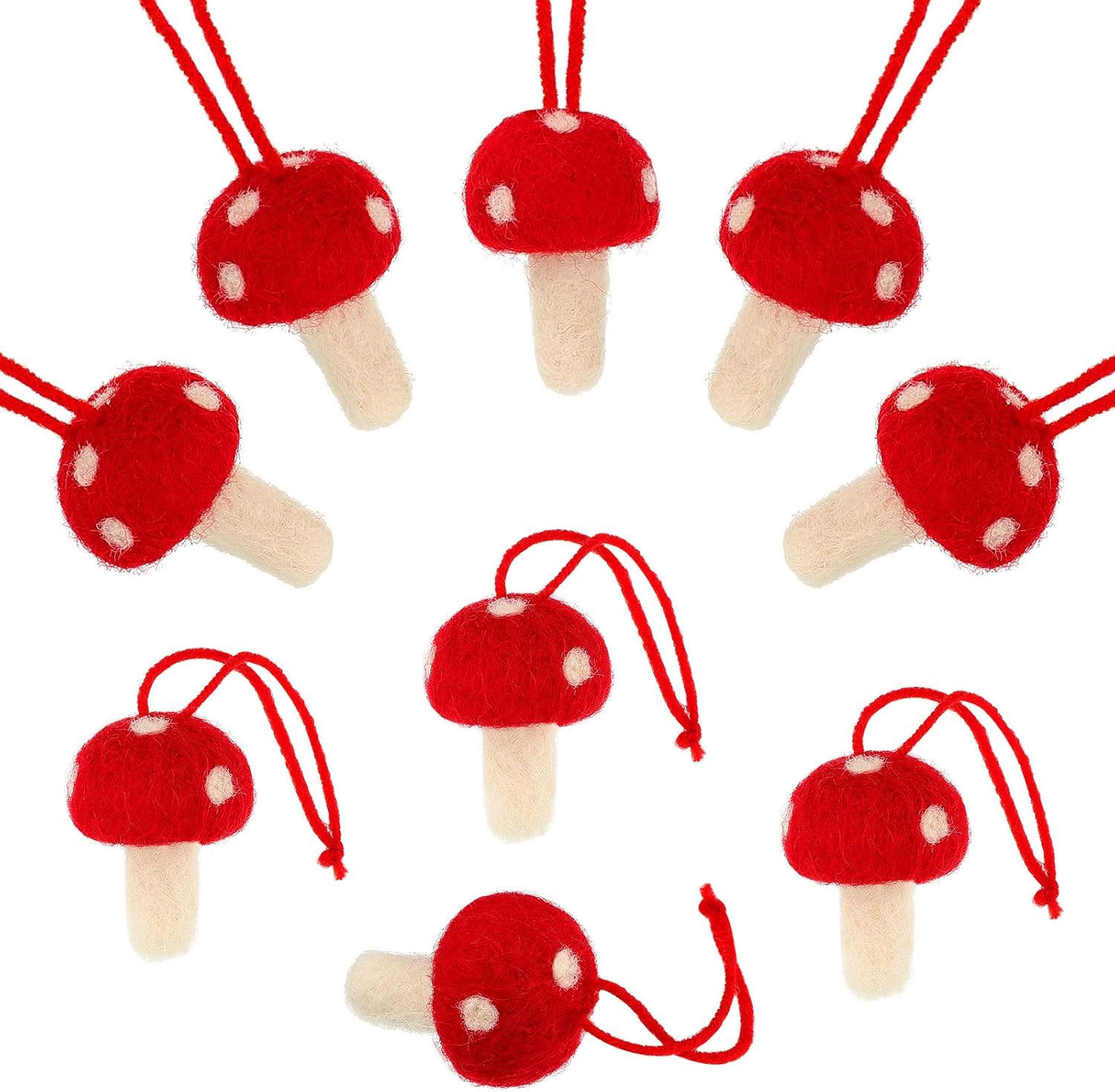 Ornaments - Felt Mushroom Christmas Mushroom Decorations Xmas Hanging Ornament Christmas Tree Ornament Decorations for Christmas Wedding Holiday Daily Life (12 Pieces)