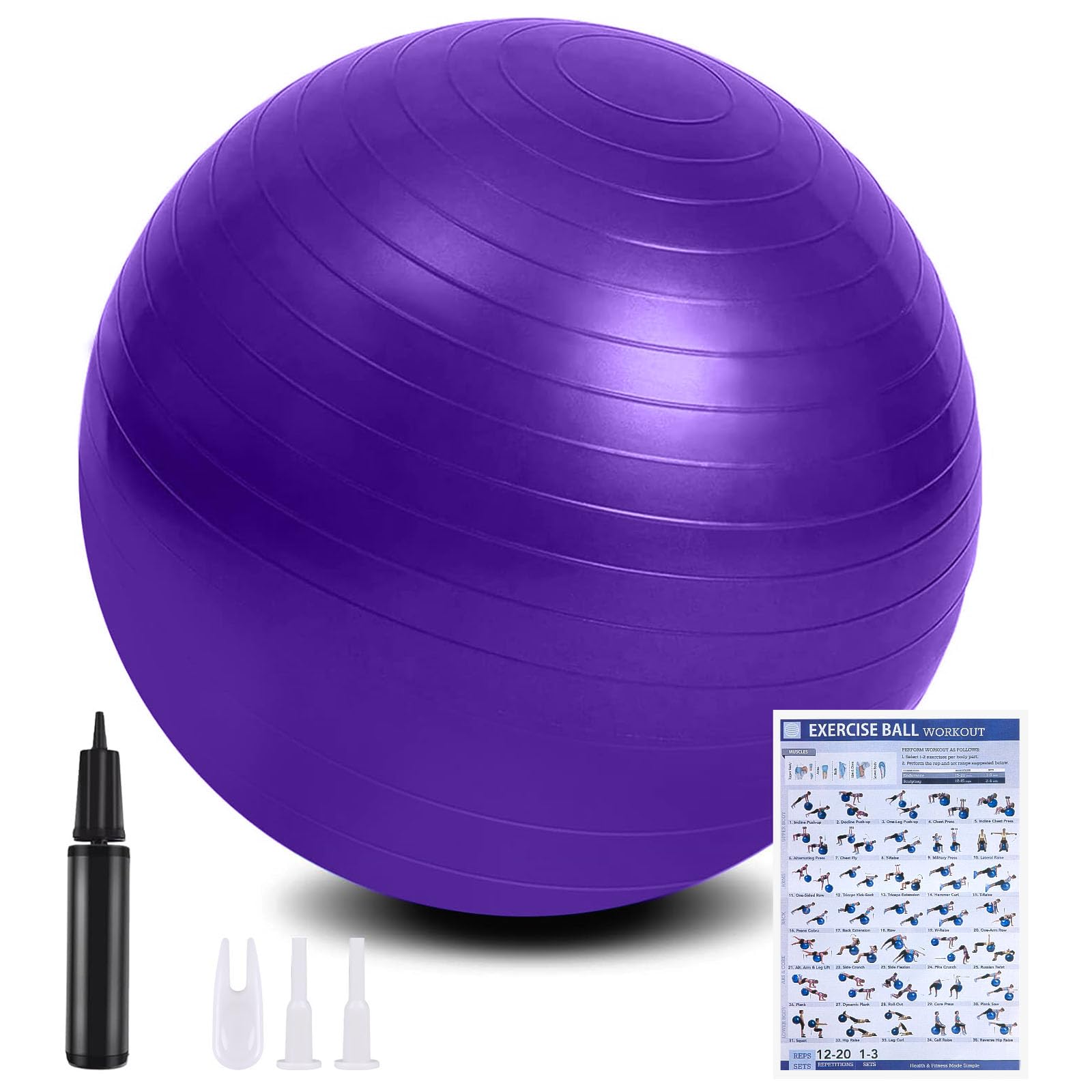 flintronic Exercise Ball, Anti-brust Yoga Ball Fitness Balls, 65cm Extra Thick Swiss Balls with Hand Pump for Yoga, Pilates, Fitness