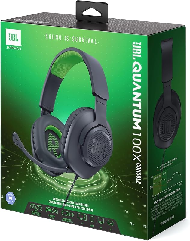 Quantum 100X, Over-Ear-Gaming-Headset, Schwarz-Grün