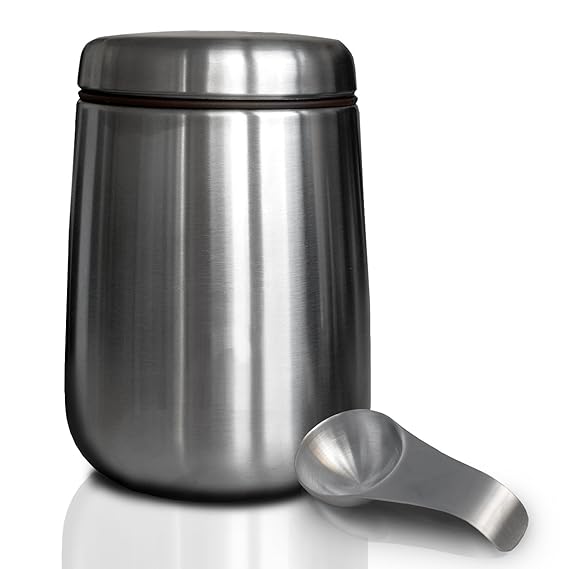 casa pura Teedose mit Dosierlöffel | luftdichte Teeaufbewahrung für