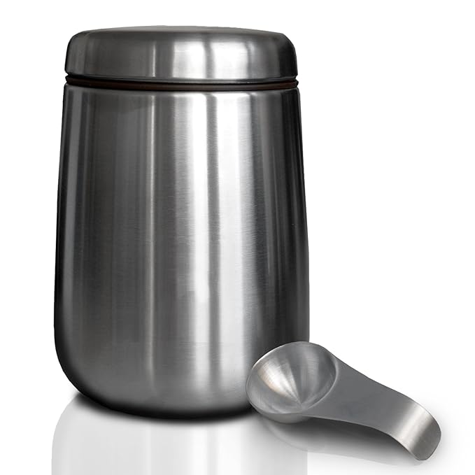 casa pura Teedose mit Dosierlöffel | luftdichte Teeaufbewahrung für