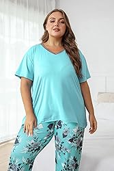 Vozanet Women's Pajama Sets Short Sleeve with Long