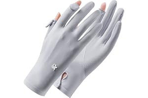 KorhLeoh Unisex UV Protection Sunblock Gloves - Women Man Full Finger Sunscreen Gloves Touchscreen Gloves for Driving Hiking Riding