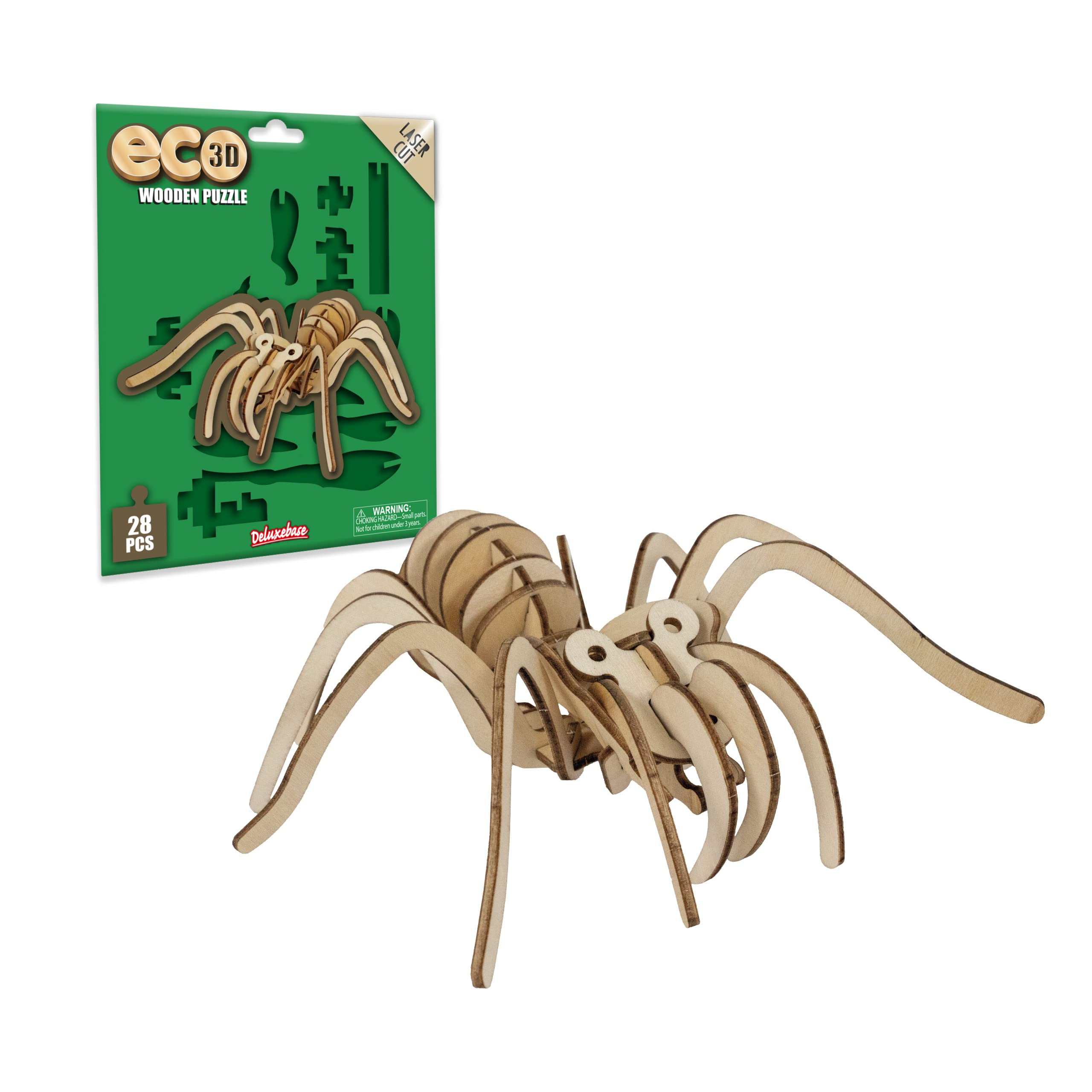 Eco 3D Wooden Puzzle Tarantula from Deluxebase. Animal Themed DIY 3D Puzzle Craft Kit. FSC Sustainable Wood Spider Animal Toys. Perfect Model Building Kits for Educational Toys and Kids Party Favors