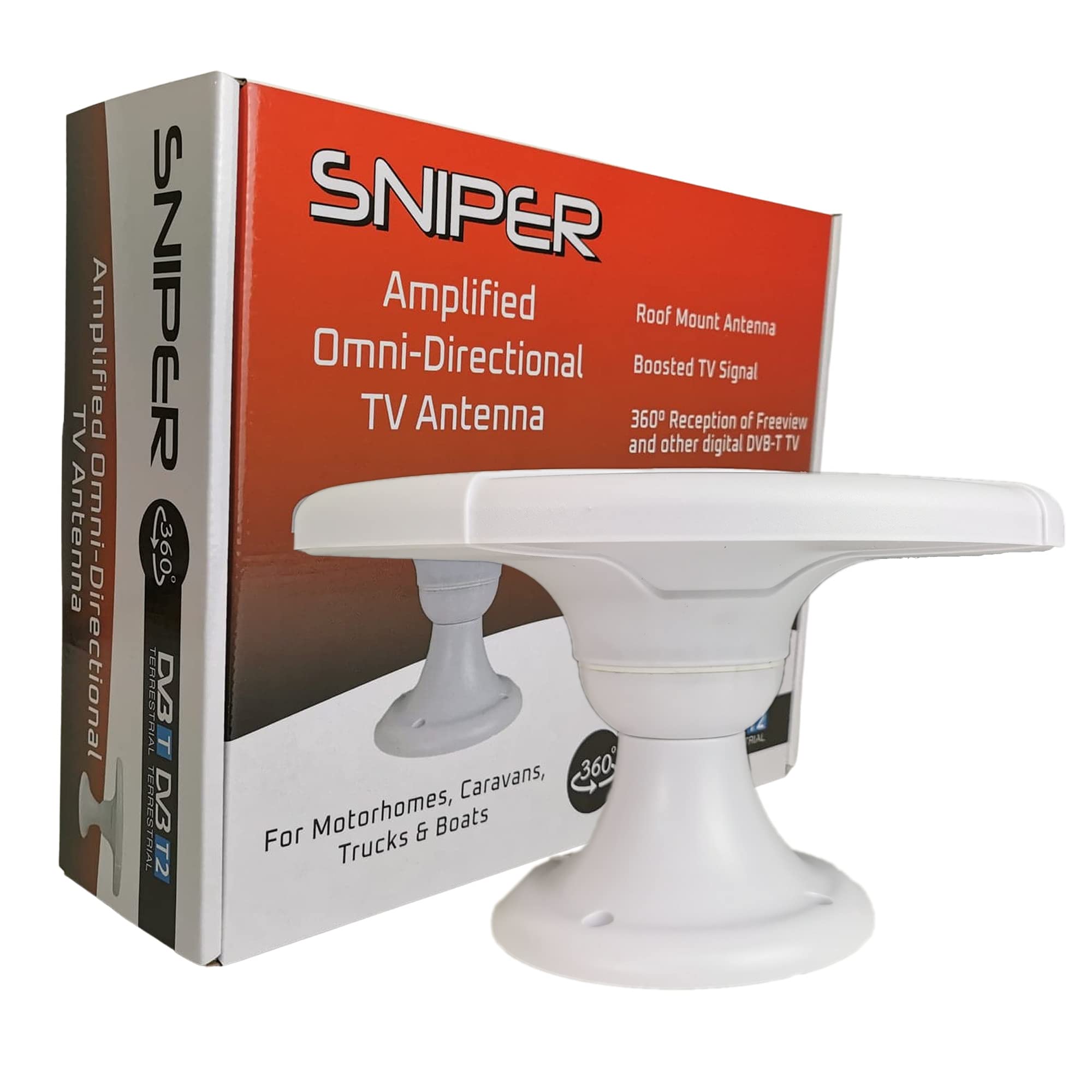 Sniper Automotive SN-335 DVB-T Digital TV Aerial for Caravan and Boats,White