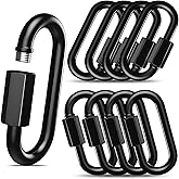 30 Pack 4 Inch Heavy Duty Quick Chain Links, 2000LB Capacity 3/8 Threaded Black Carabiners, for Hammock Camping Rigging