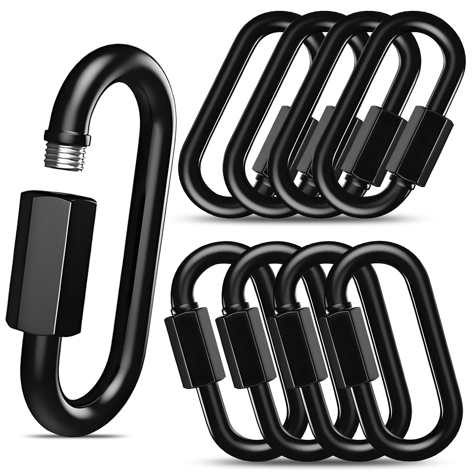 Photo 1 of 30 Pack 4 Inch Heavy Duty Quick Chain Links, 2000LB Capacity 3/8 Threaded Black Carabiners, for Hammock Camping Rigging