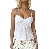 Women Cami Tops Sleeveless Sexy V Neck Spaghetti Strap Backless Lace Trim Top Vest Casual Going Out Y2k Tank Top