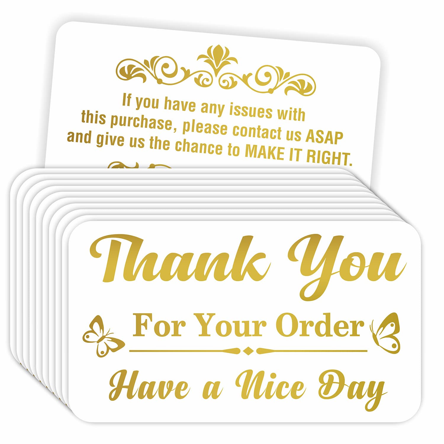 Parth IMPEX Thank You for Your Order Cards - (Pack of 100) 3.5" x 2" Gold Foil Purchase Inserts Supporting My Small Business Greeting Card Appreciation for Customer Shopping Handmade Goods