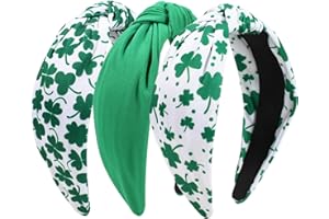 Budsmile St. Patrick’s Day Headbands for Women Irish Green Shamrock Leaves Knotted Wide Headband Non Slip Hair Hoops St Patricks Hair Accessories Gift for Her