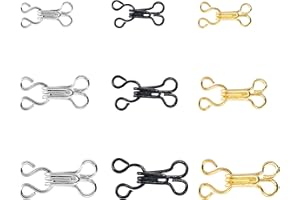 Scaups 120Pcs Black Silver and Gold Hook and Eye Sewing, 3 Sizes Hook and Eye for Closures Bra Hooks Replacement