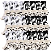 Ukontagood 12 Pack Men's Soccer Socks Anti Slip Non-Slip Grip Pads for Football Basketball Sports Grip Soccer Socks