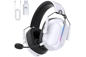 Gvyugke Gaming Headsets Wireless, 2.4GHz Gaming Headsets for PC, PS5, PS4, Gaming Headphones with Mic, White