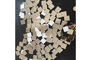 Set of 200pcs Small Square Glass Crafts, Real Glass Mirror Mosaic Tiles 1x1cm (1x1CM)