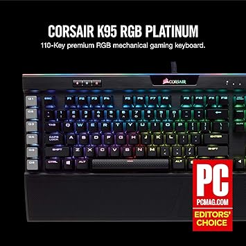 Amazon Com Corsair K95 Rgb Platinum Mechanical Gaming Keyboard 6x Programmable Macro Keys Usb Passthrough Media Controls Fastest Cherry Mx Speed Rgb Led Backlit Black Finish Computers Accessories