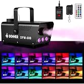 Donner Fog Machine with 13 Colors, 500W 2000CFM Party Smoke Machine with RGB LED Light, Indicate Light with 2 Wireless Remote Controls, Manual Spray Fog, for Halloween Festival Wedding Indoor Use