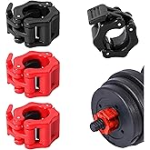 4 Pack Dumbbell Barbell Clamps 30mm, Quick Release Weight Bar Collars, Secure Locking Barbell Clips for Weightlifting, Workout, Strength Training &amp; Fitness Accessories (Black+Red)