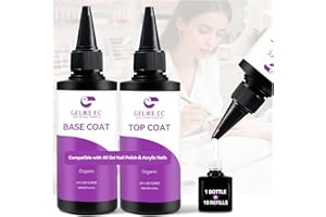 gelike ec Base Gel Top Coat Set: 2x100ml Hema Free Great Value Refill for Nail Techs Manicure Salon Store Compatible with All Gel Nail Polish & Acrylic Nails