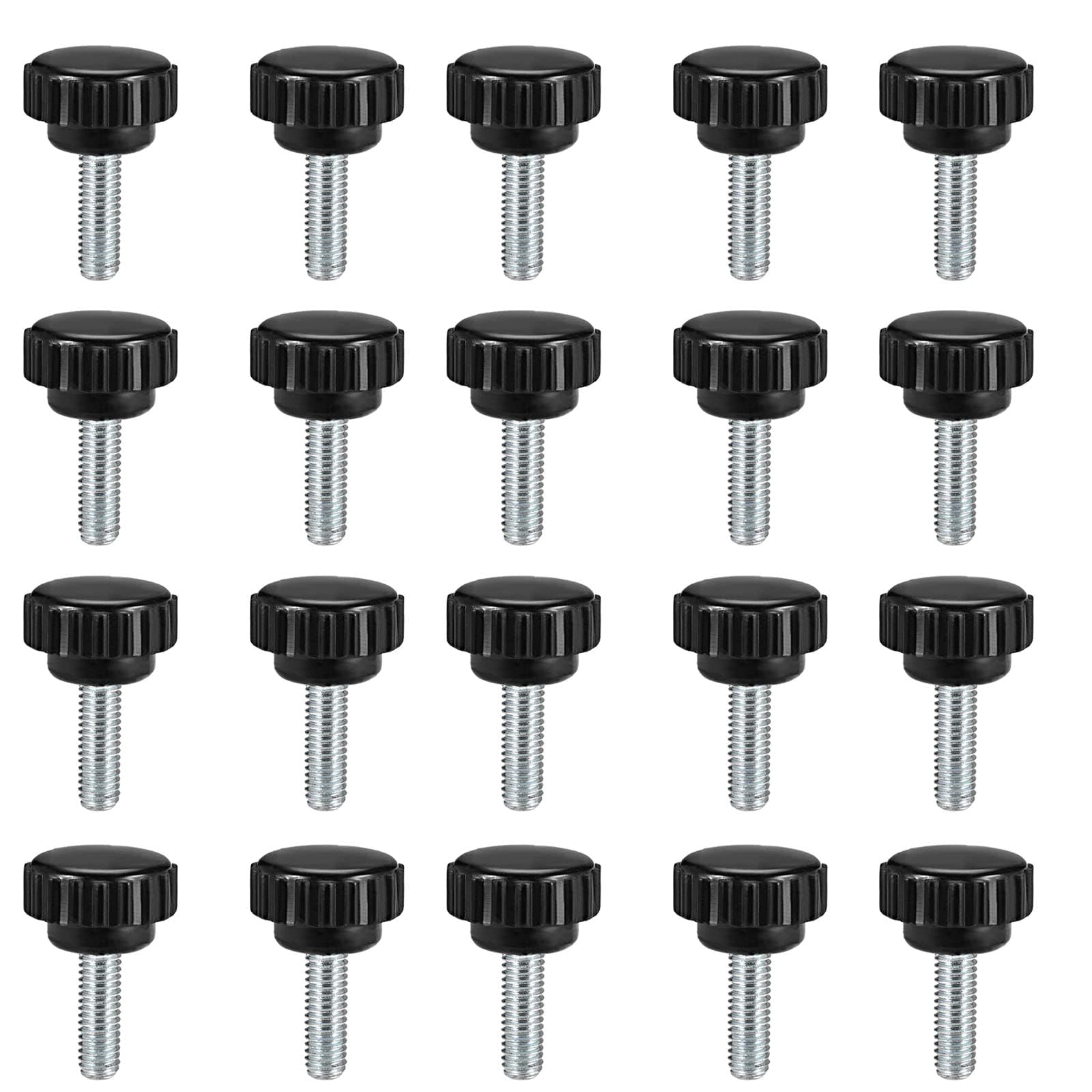 TOP-VIGOR 20Pcs M6 x 15mm Male Thread Knurled Clamping Knobs Grip Thumb Screw on Type Round Head — image 1