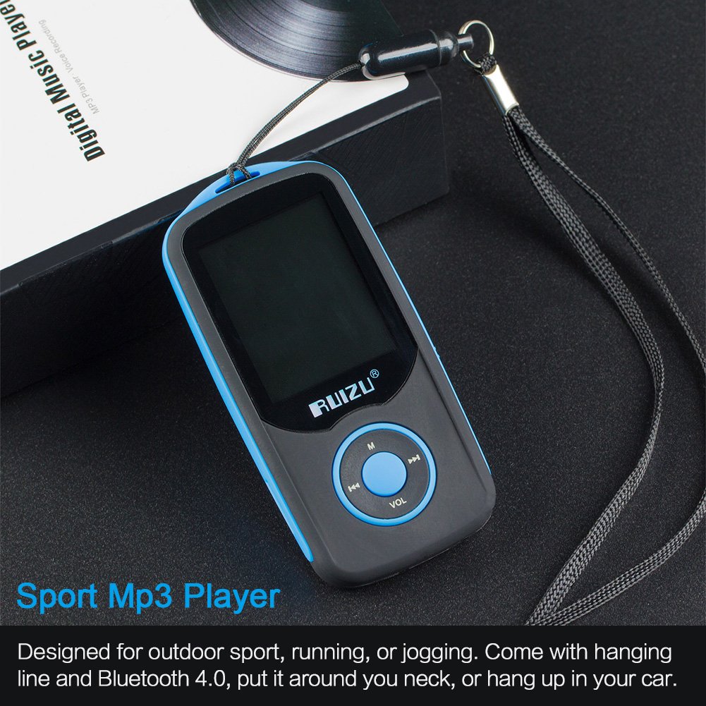 RUIZU X06 Mp3 Player with Bluetooth, Mp3 Music Player with FM Radio, 100hrs Playback, and 128GB Expandable, Blue