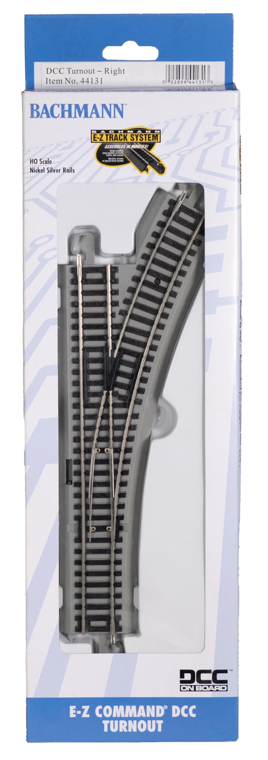 Bachmann 44131 Command DCC Equipped Turnout – Right-Nickel Silver E-Z Track with Grey Roadbed-HO Scale