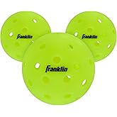 Franklin Sports Max Grit Textured Pickleballs - Indoor + Outdoor Extra Grip Training Pickleballs for Instant Spin + Control - 3 Pack - Yellow