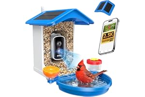 isYoung Smart Bird Feeder Camera (Upgrade Bathtub Style), Solar Powered, Identify 16,000+ Birds with AI, Auto Capture & Notif