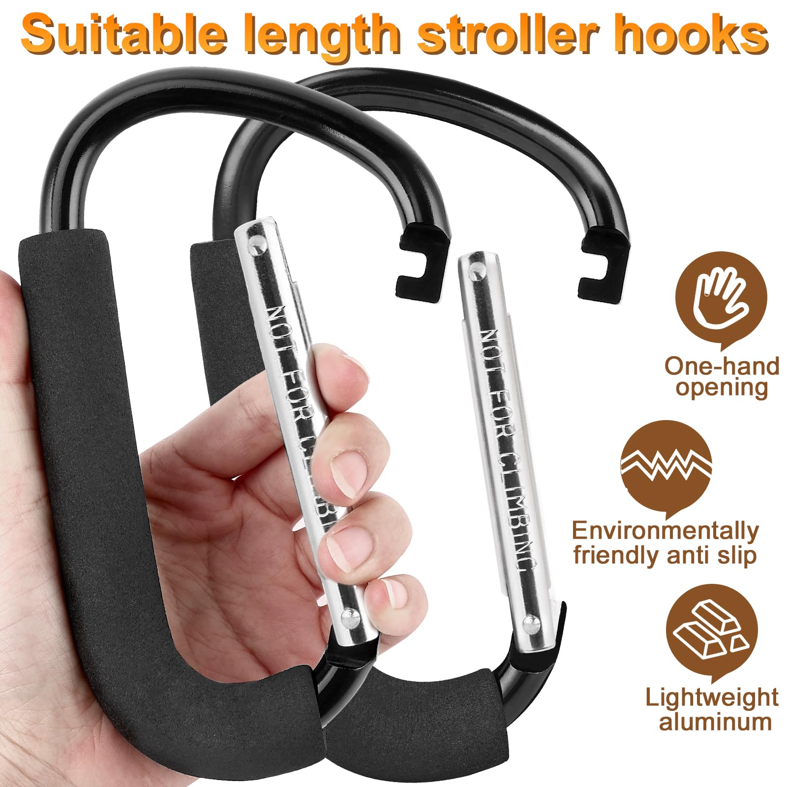 2 Pack Stroller Hooks,6.3