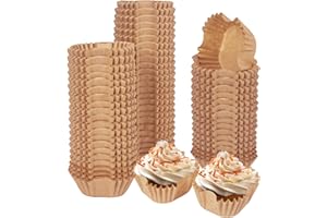 qiqee 500pcs Natural Square Cupcake Liners Muffin Linner No Smell, Food Grade Brown Baking Cups（Standard Size）
