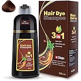 IIIMEIDU DarkCoffee Hair Dye Shampoo 3 in 1 for Gray Hair, Herbal Ingredients Shampoo Hair Color Shampoo for Women Men, Grey Coverage 500ml