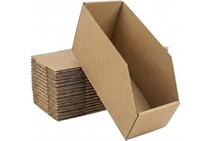 STRBOXONG 15 Pack Corrugated Cardboard Bin Boxes - 30x11x15cm(11.8 x4.3x5.9") Open Front Storage Bins - Foldable Warehouse Pi