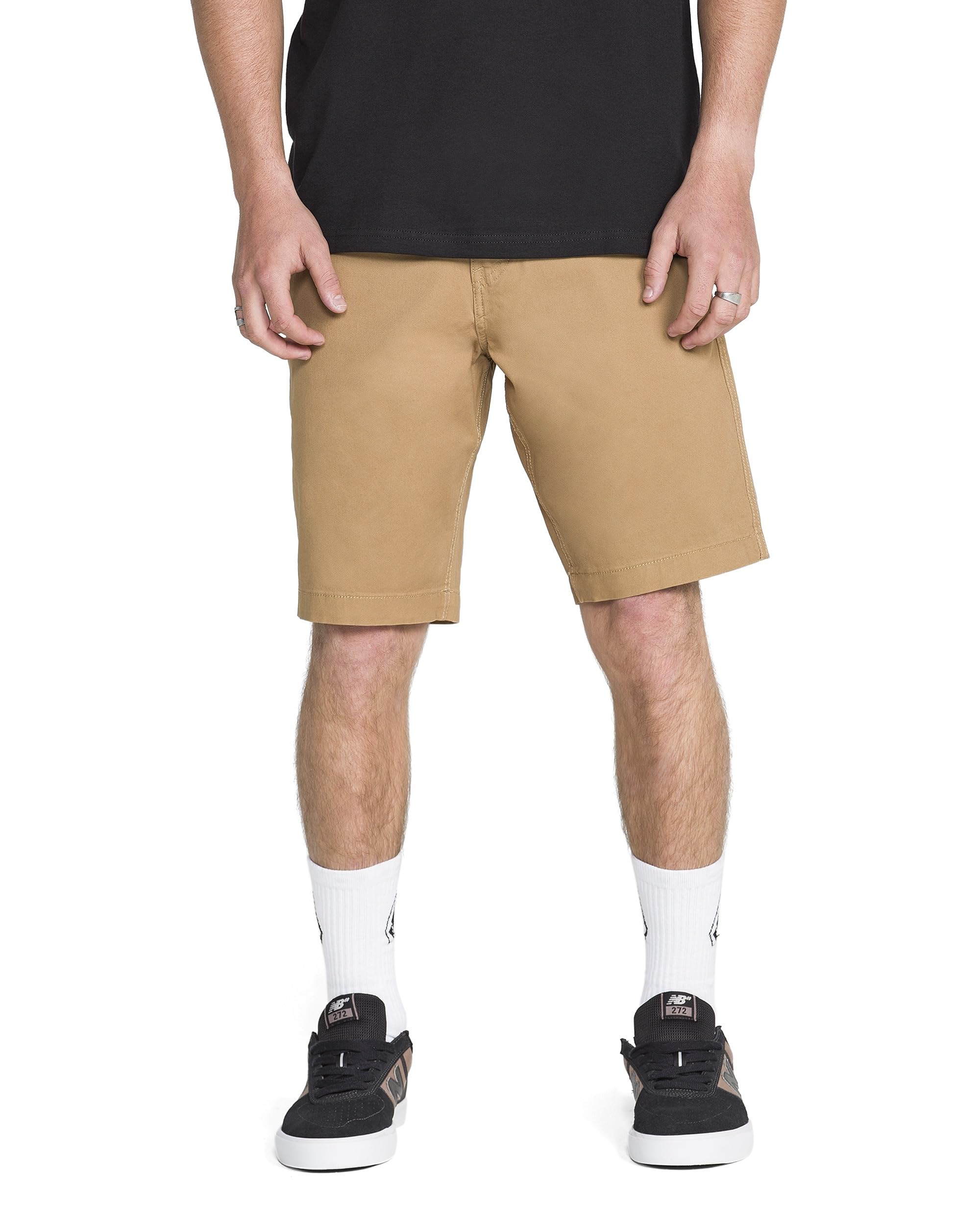 Volcom Men’s Road Trip 20″ Chino Shorts – Stretch Twill Fabric, Modern Fit, Casual Everyday Style, Dark Khaki, 32