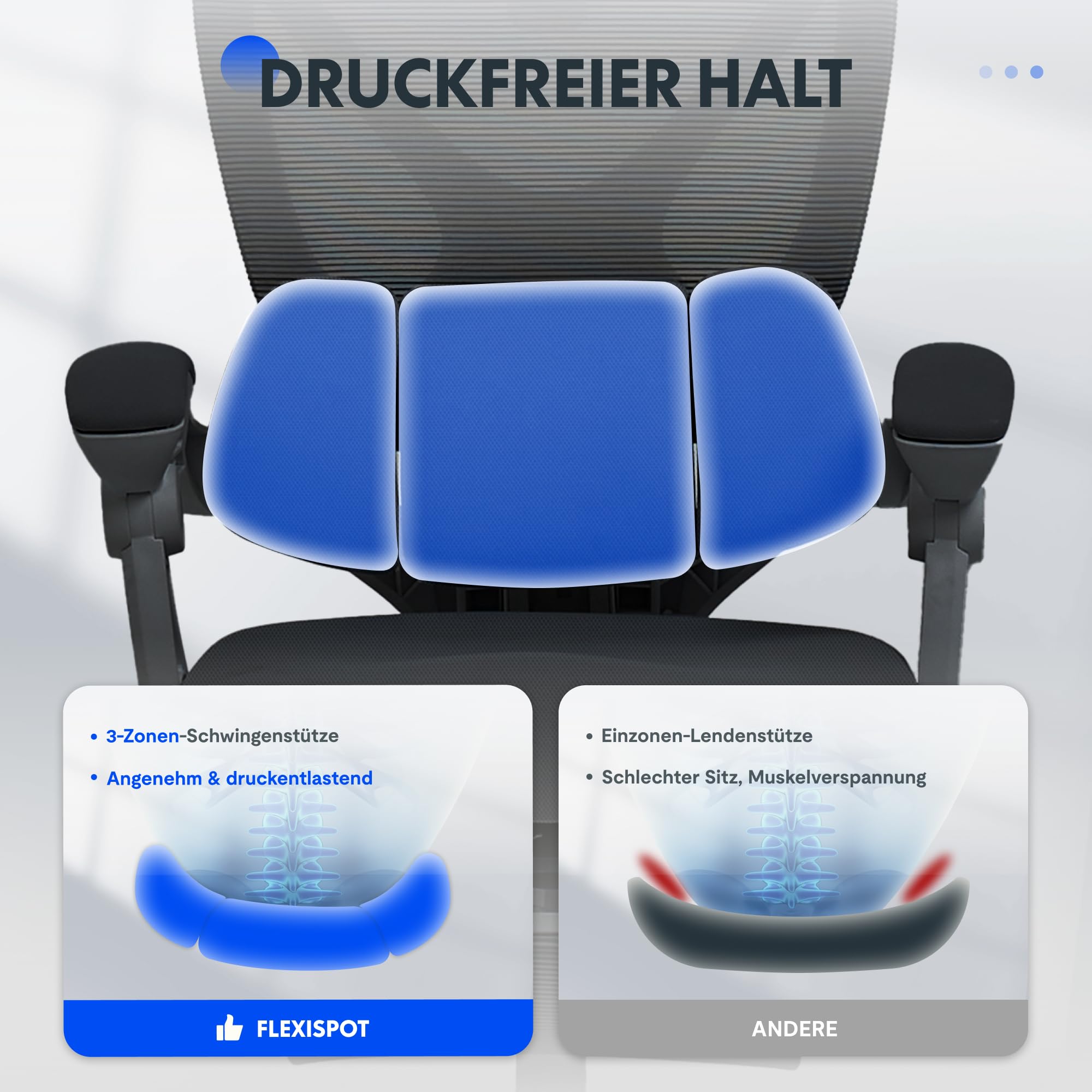 FLEXISPOT Ergonomischer Bürostuhl mit Fußstütze, X-förmiger Schreibtischstuhl mit 135°-Neigung, Gekoppelte Armlehnen mit zonenweise Einstellbarer Lendenstütze, Drehstuhl, 3D-Kopfstütze, Schwarz 4