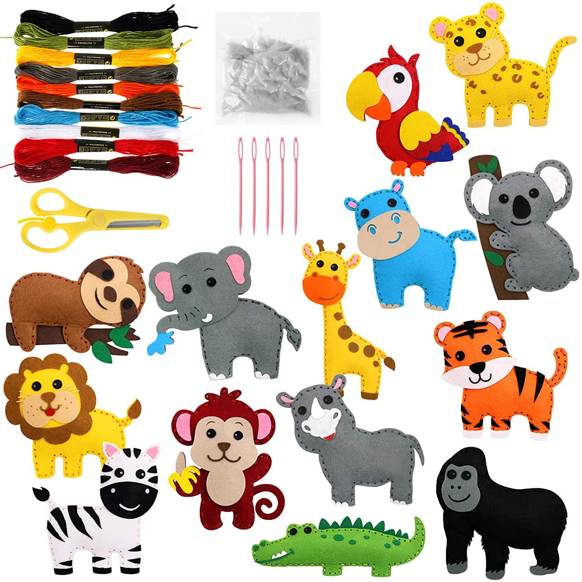 Jetcloud Felt Sewing Craft Kit - Animal Sewing Crafts for Kids DIY Felt Animals Fun Educational Kit for Beginner Children