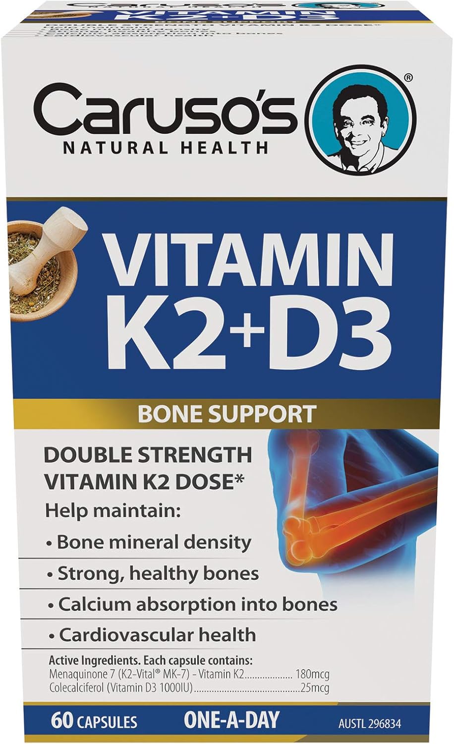 Caruso's Natural Health Vitamin K2 + D3 60 Capsules