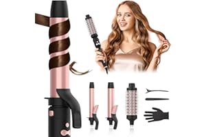 AFANSO Automatic Rotating Curling Iron Set, 3 in 1 Dual Voltage Ceramic Wand with 1" 1.25" 1.5" Barrels, Ionic Technology, 3 Heat Settings, Fast Heating for Beach Waves & Travel