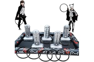 TURNMEON Giant Tombstone Ring Toss Games Halloween Party Game Favors for Kids Inflatable Gravestone Ring Toss Game Halloween Party Decor Outdoor Carnival Game Classroom Indoor Outdoor School Yard