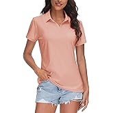 TACVASEN Women's V-Neck Polo Shirts UPF 50+ Short Sleeve Sun Protection Quick Dry Golf Polos Collared Shirt