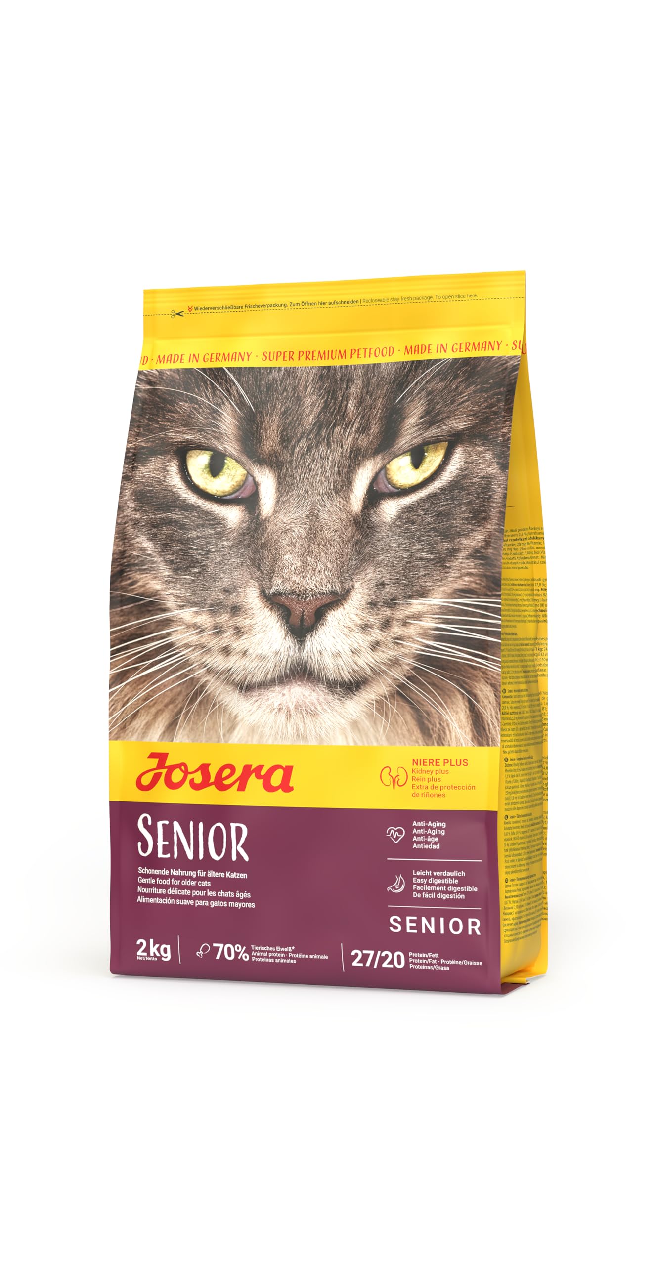 Josera Cat Food, Senior, 2kg, Poultry Flavor, Dry Food for Special Support in Older Cats